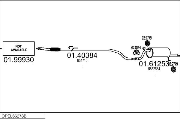 MTS OPEL66278B107799 - Impianto gas scarico www.autoricambi360.it