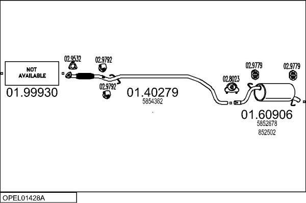 MTS OPEL01428A110026 - Impianto gas scarico www.autoricambi360.it
