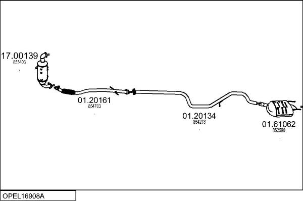 MTS OPEL16908A028219 - Impianto gas scarico www.autoricambi360.it