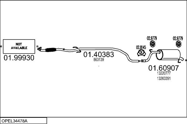 MTS OPEL34478A112128 - Impianto gas scarico www.autoricambi360.it