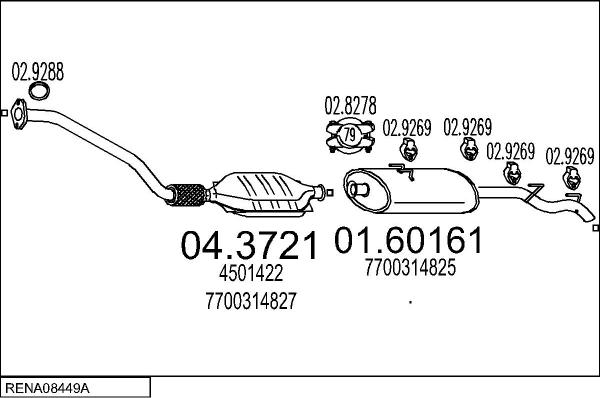 MTS RENA08449A010084 - Impianto gas scarico www.autoricambi360.it