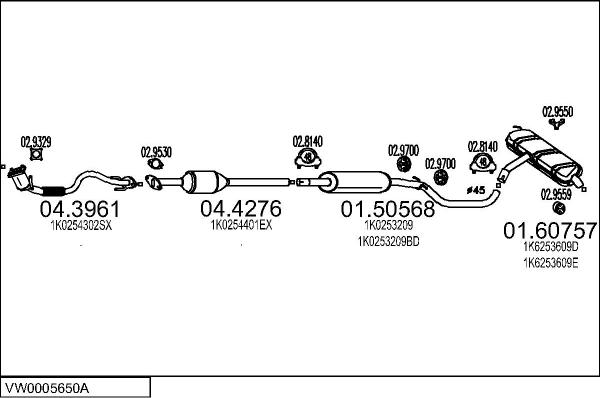 MTS VW0005650A018388 - Impianto gas scarico www.autoricambi360.it