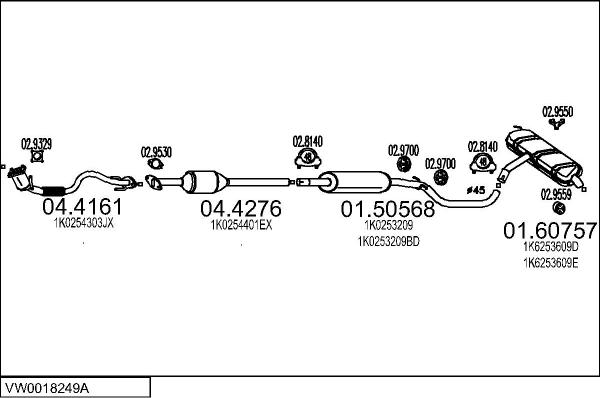 MTS VW0018249A018388 - Impianto gas scarico www.autoricambi360.it