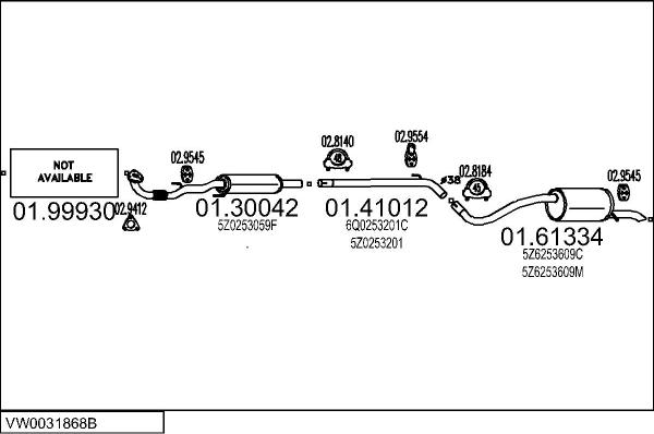 MTS VW0031868B133564 - Impianto gas scarico www.autoricambi360.it