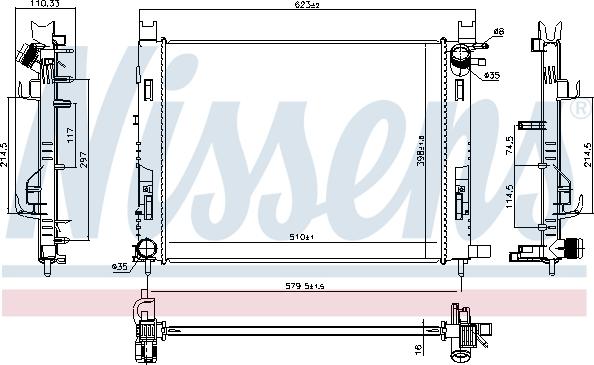 NISSENS 637627 - Radiatore, Raffreddamento motore www.autoricambi360.it