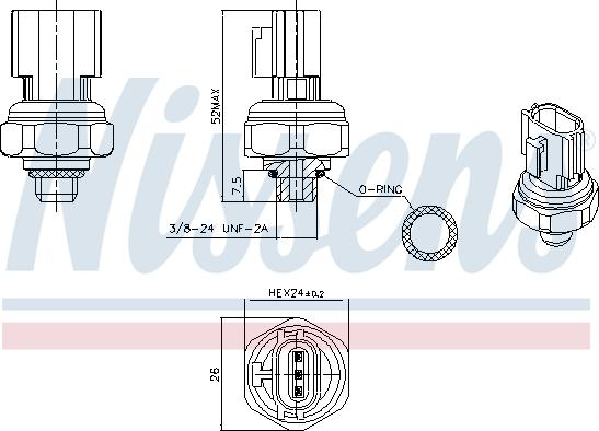 Nissens 301077 - Interruttore a pressione, Climatizzatore www.autoricambi360.it