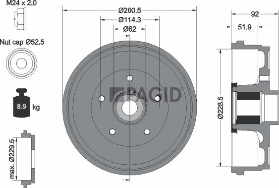 Pagid 61478N - Tamburo freno www.autoricambi360.it