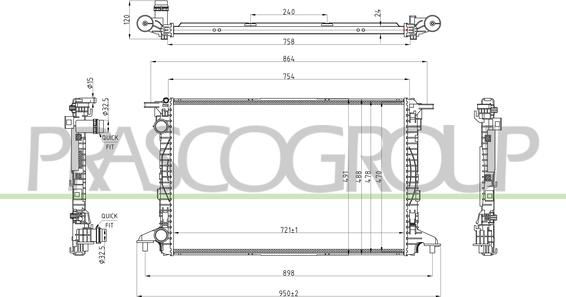 Prasco AD026R005 - Radiatore, Raffreddamento motore www.autoricambi360.it
