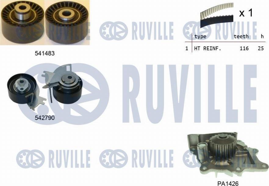 Ruville 5504271 - Pompa acqua + Kit cinghie dentate www.autoricambi360.it