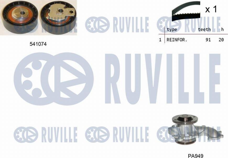 Ruville 5500541 - Pompa acqua + Kit cinghie dentate www.autoricambi360.it