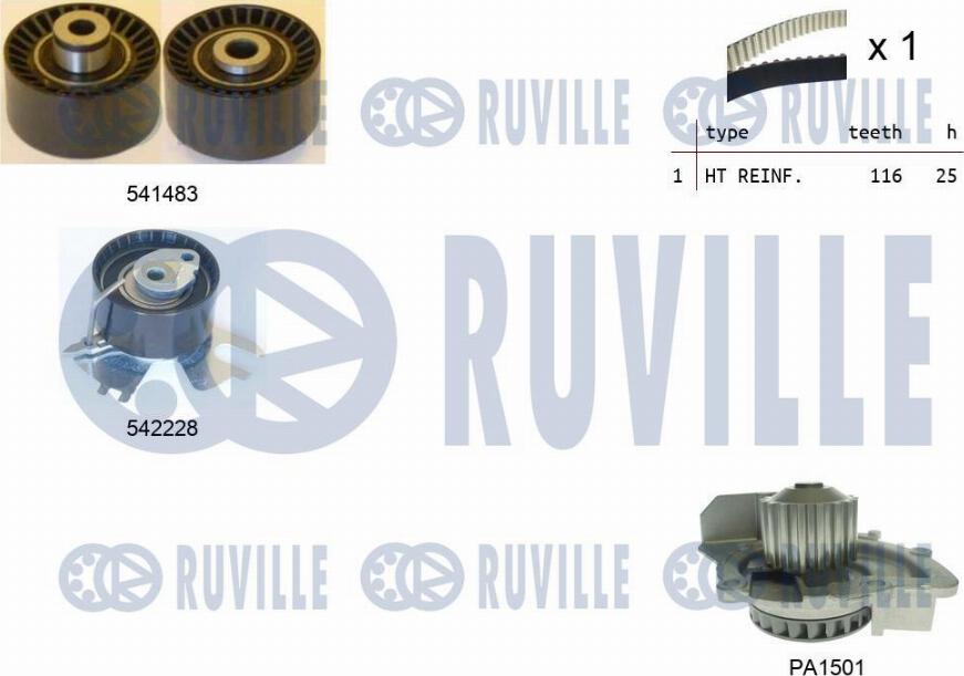 Ruville 5503671 - Pompa acqua + Kit cinghie dentate www.autoricambi360.it