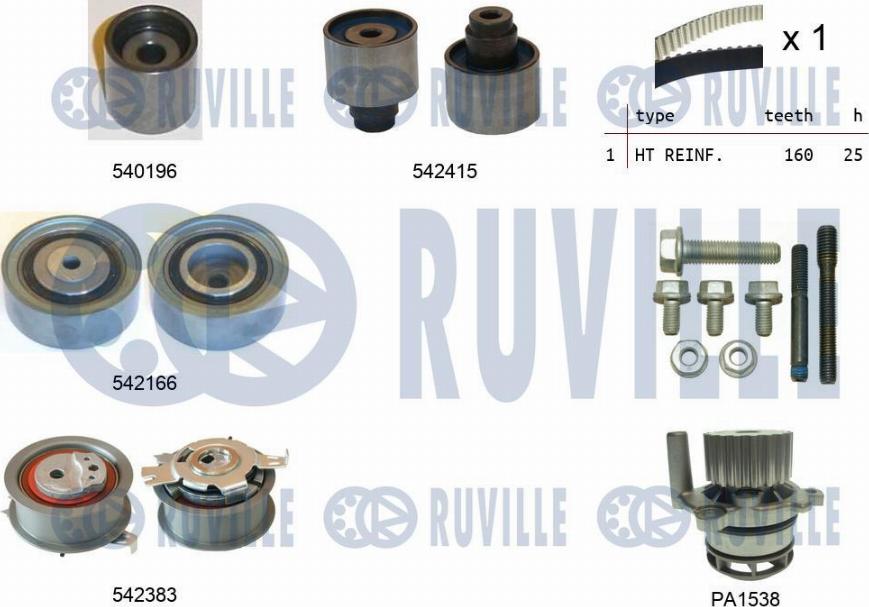 Ruville 5503351 - Pompa acqua + Kit cinghie dentate www.autoricambi360.it