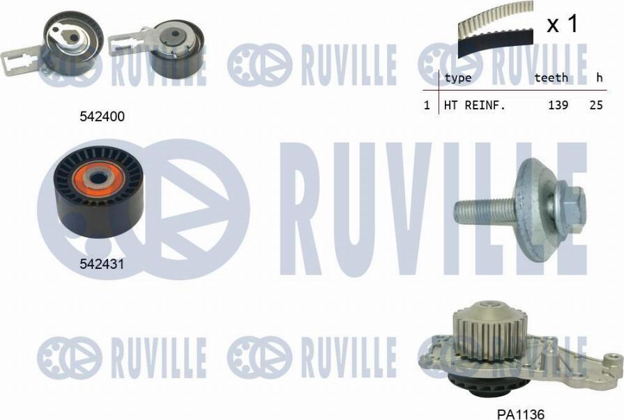 Ruville 5503791 - Pompa acqua + Kit cinghie dentate www.autoricambi360.it