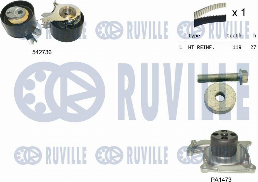 Ruville 5503781 - Pompa acqua + Kit cinghie dentate www.autoricambi360.it