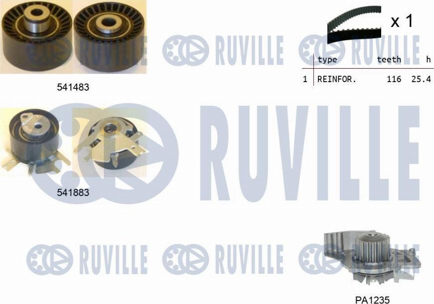 Ruville 5502962 - Pompa acqua + Kit cinghie dentate www.autoricambi360.it