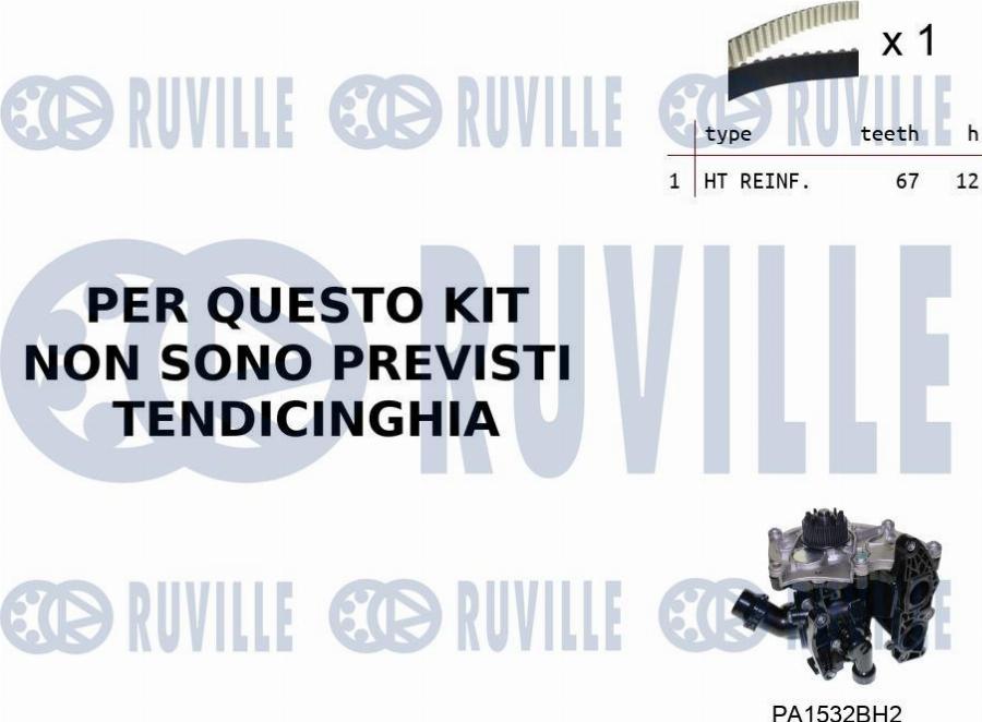 Ruville 55B0034 - Pompa acqua + Kit cinghie dentate www.autoricambi360.it