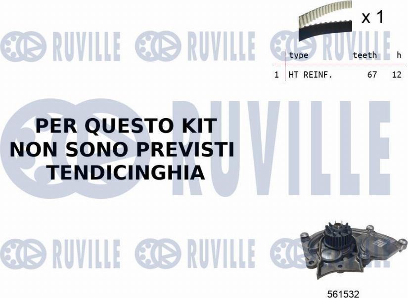 Ruville 55B0031 - Pompa acqua + Kit cinghie dentate www.autoricambi360.it
