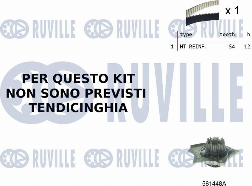 Ruville 55B0021 - Pompa acqua + Kit cinghie dentate www.autoricambi360.it