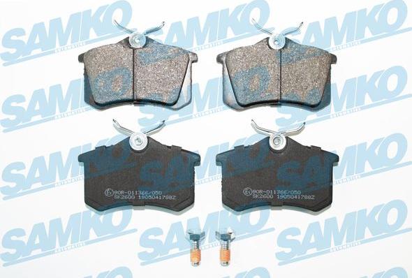 Samko 5SP1788 - Kit pastiglie freno, Freno a disco www.autoricambi360.it
