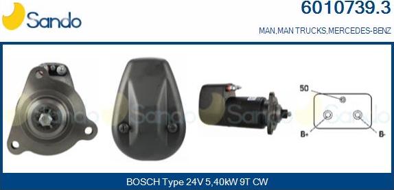 Sando 6010739.3 - Motorino d'avviamento www.autoricambi360.it