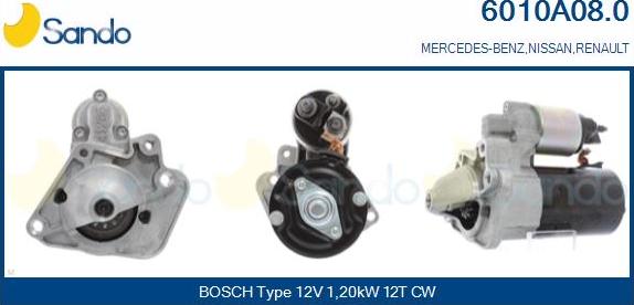 Sando 6010A08.0 - Motorino d'avviamento www.autoricambi360.it