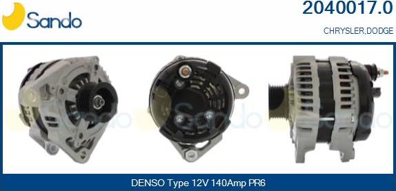 Sando 2040017.0 - Alternatore www.autoricambi360.it