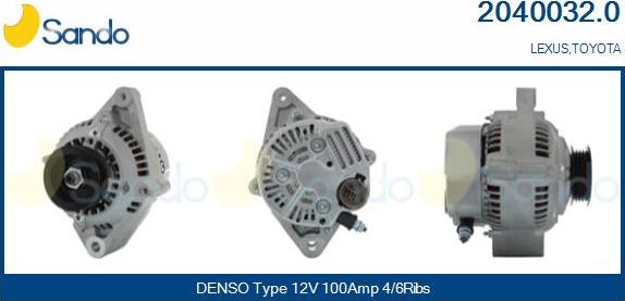 Sando 2040032.0 - Alternatore www.autoricambi360.it