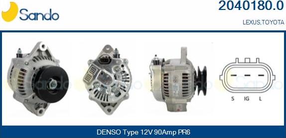 Sando 2040180.0 - Alternatore www.autoricambi360.it
