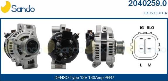 Sando 2040259.0 - Alternatore www.autoricambi360.it