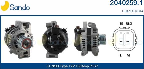 Sando 2040259.1 - Alternatore www.autoricambi360.it