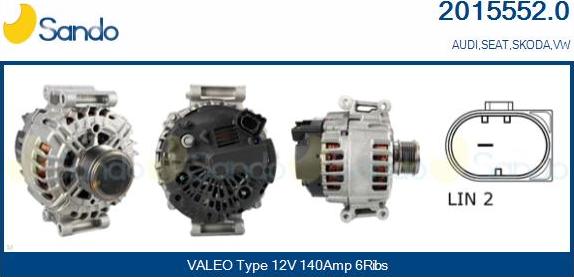 Sando 2015552.0 - Alternatore www.autoricambi360.it