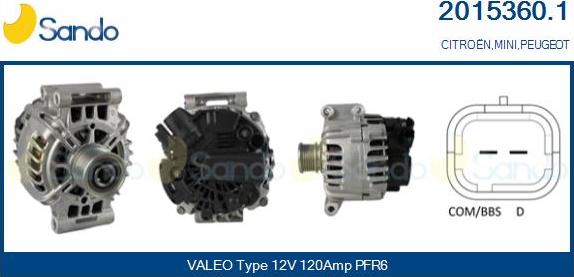 Sando 2015360.1 - Alternatore www.autoricambi360.it