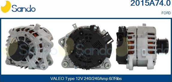 Sando 2015A74.0 - Alternatore www.autoricambi360.it