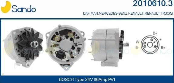 Sando 2010610.3 - Alternatore www.autoricambi360.it