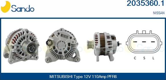 Sando 2035360.1 - Alternatore www.autoricambi360.it