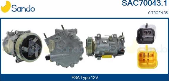 Sando SAC70043.1 - Compressore, Climatizzatore www.autoricambi360.it