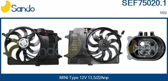 Sando SEF75020.1 - Elettromotore, Ventola radiatore www.autoricambi360.it