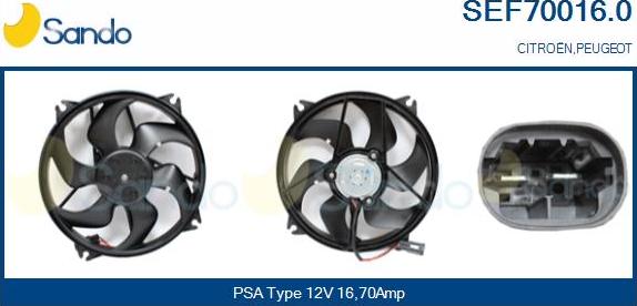 Sando SEF70016.0 - Elettromotore, Ventola radiatore www.autoricambi360.it