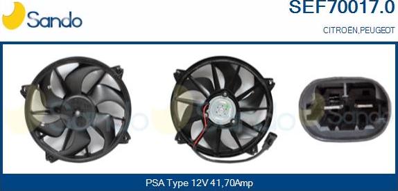 Sando SEF70017.0 - Elettromotore, Ventola radiatore www.autoricambi360.it