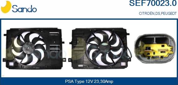 Sando SEF70023.0 - Elettromotore, Ventola radiatore www.autoricambi360.it