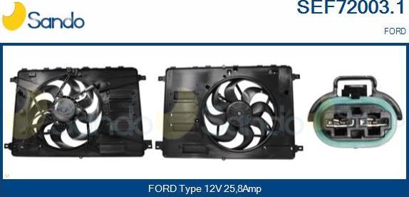 Sando SEF72003.1 - Elettromotore, Ventola radiatore www.autoricambi360.it