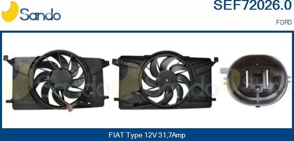 Sando SEF72026.0 - Elettromotore, Ventola radiatore www.autoricambi360.it