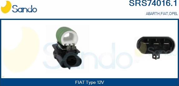 Sando SRS74016.1 - Resistore addizionale, Elettromotore-Ventola radiatore www.autoricambi360.it