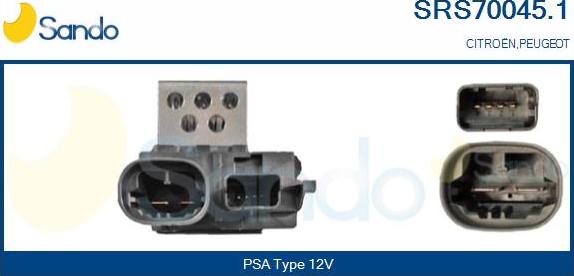 Sando SRS70045.1 - Resistore addizionale, Elettromotore-Ventola radiatore www.autoricambi360.it