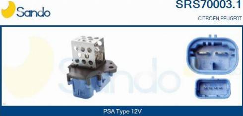 Sando SRS70003.1 - Resistore addizionale, Elettromotore-Ventola radiatore www.autoricambi360.it