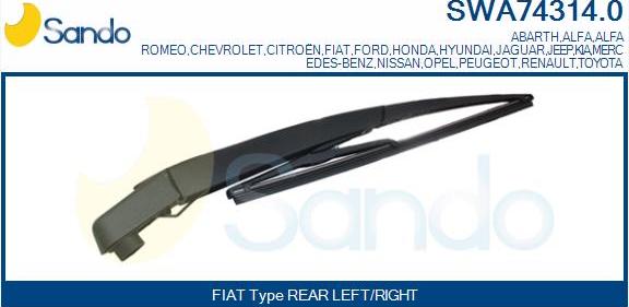 Sando SWA74314.0 - Braccio tergi, Pulizia cristalli www.autoricambi360.it