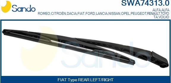 Sando SWA74313.0 - Braccio tergi, Pulizia cristalli www.autoricambi360.it