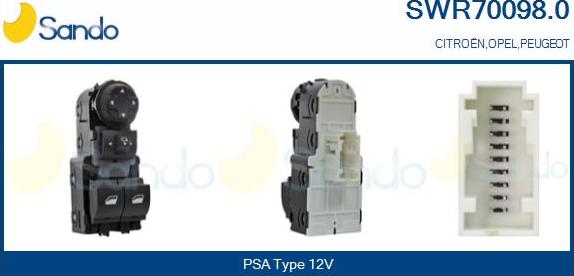 Sando SWR70098.0 - Interruttore, Alzacristallo www.autoricambi360.it
