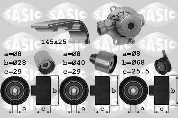 Sasic 3906102 - Pompa acqua + Kit cinghie dentate www.autoricambi360.it