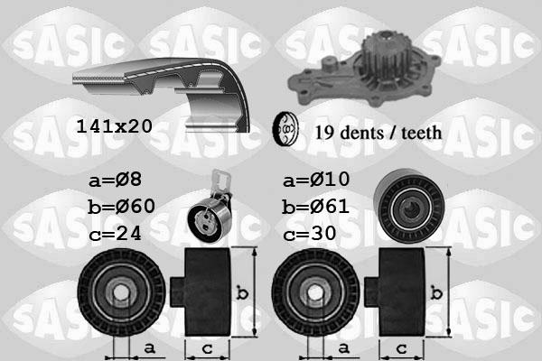Sasic 3900044 - Pompa acqua + Kit cinghie dentate www.autoricambi360.it